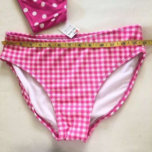 Cat & Jack Girls Pink Gingham Spots Polka Dots Bandeau Bikini Set Sz XXL (16-18) - Picture 11 of 14